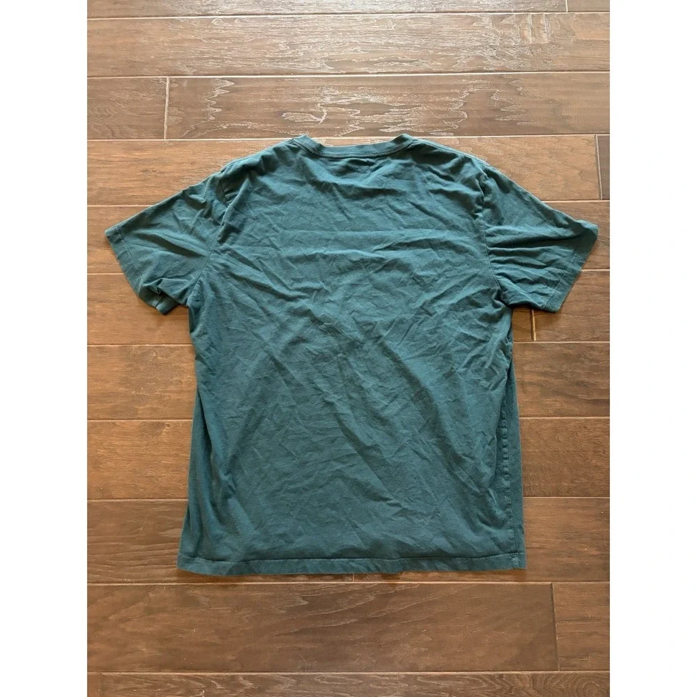 True Religion Mens 2XL Teal Green Graphic T-Shirt Guitar Floral Embroidered Tee‎